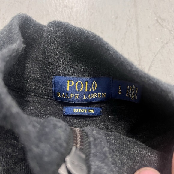 Polo Ralph Lauren Mens L Gray Estate Rib Quarter Zip Pullover Sweater‎ Cotton - Picture 4 of 6